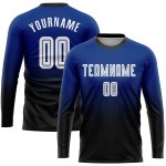 Fade Custom Weiß-Schwarz Sublimation Uniform Royal Sleeve Soccer Long Fashion Jersey Fade Custom Weiß-Schwarz Sublimation Uniform Royal Sleeve Soccer Long Fashion Jersey