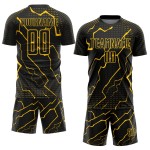 Sublimation Fußballtrikot Uniform Lightning Schwarz Custom Gelb Sublimation Fußballtrikot Uniform Lightning Schwarz Custom Gelb
