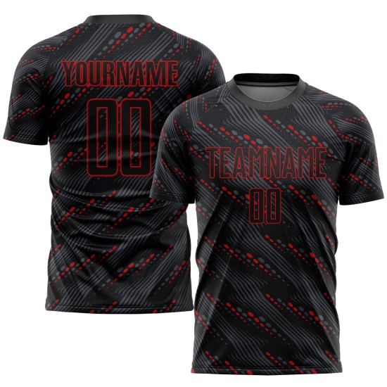 Benutzerdefinierte rot schwarz Trikot Uniform Fußball Sublimation Benutzerdefinierte rot schwarz Trikot Uniform Fußball Sublimation