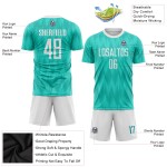 Sublimationstrikot Aqua Uniform Weiß Fußball Custom Sublimationstrikot Aqua Uniform Weiß Fußball Custom