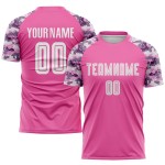 Rosa Uniformtrikot Custom Soccer Sublimation Weiß-Camo Rosa Uniformtrikot Custom Soccer Sublimation Weiß-Camo