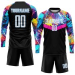 Schwarze Uniform Fußball Sublimation Custom Jersey Weiß-Hellblau Schwarze Uniform Fußball Sublimation Custom Jersey Weiß-Hellblau
