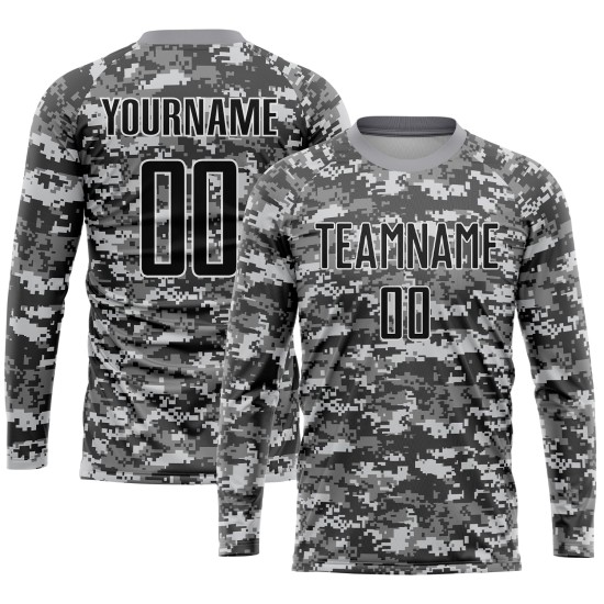 Salute Custom Schwarz-Grau zum Service Sublimation Camo Fußballtrikot Uniform Salute Custom Schwarz-Grau zum Service Sublimation Camo Fußballtrikot Uniform