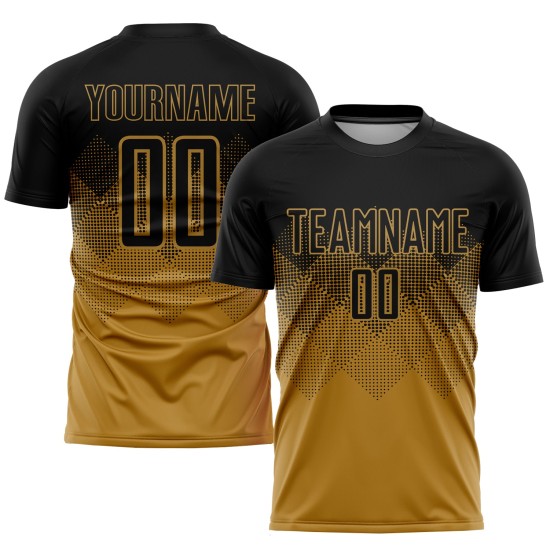Fußball Schwarz Alte Uniform Sublimation Gold Custom Jersey Fußball Schwarz Alte Uniform Sublimation Gold Custom Jersey