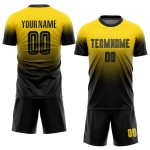 Uniform Fußball Mode Sublimation Jersey Custom Fade Schwarz Gold Uniform Fußball Mode Sublimation Jersey Custom Fade Schwarz Gold