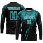 Benutzerdefinierte schwarze Trikot Uniform Sublimation Aqua-Weiß Fußball Benutzerdefinierte schwarze Trikot Uniform Sublimation Aqua-Weiß Fußball