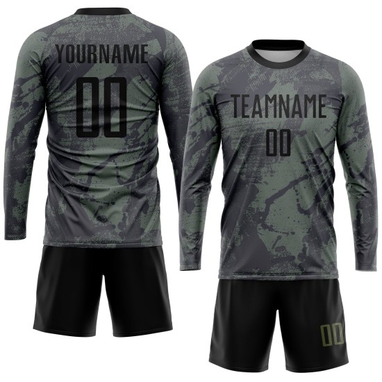 Olive Schwarz Fußball zu Jersey Sublimation Custom Uniform Salut Service Olive Schwarz Fußball zu Jersey Sublimation Custom Uniform Salut Service