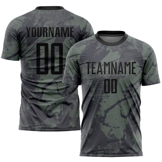 Olive Schwarz Fußball zu Jersey Sublimation Custom Uniform Salut Service Olive Schwarz Fußball zu Jersey Sublimation Custom Uniform Salut Service