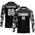 Benutzerdefinierte Uniform Trikot Sublimation Schwarz Fußball Weiß-Camo Benutzerdefinierte Uniform Trikot Sublimation Schwarz Fußball Weiß-Camo