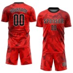 Trikot Rot Custom Uniform Fußball Schwarz-Weiß Sublimation Trikot Rot Custom Uniform Fußball Schwarz-Weiß Sublimation