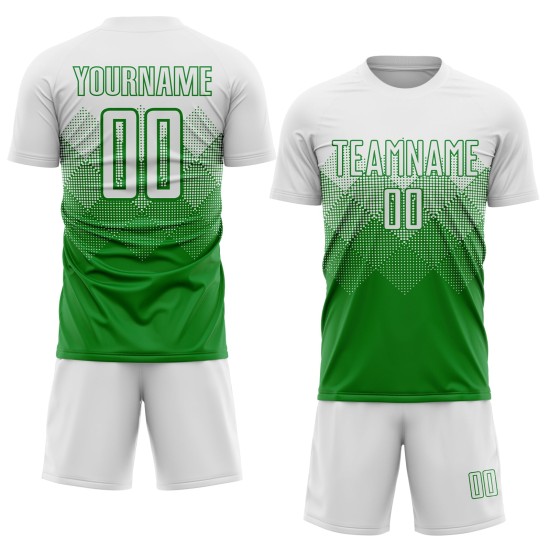 Weiße Sublimation Gras Jersey Grün Custom Fußball Uniform Weiße Sublimation Gras Jersey Grün Custom Fußball Uniform