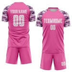 Rosa Uniformtrikot Custom Soccer Sublimation Weiß-Camo Rosa Uniformtrikot Custom Soccer Sublimation Weiß-Camo