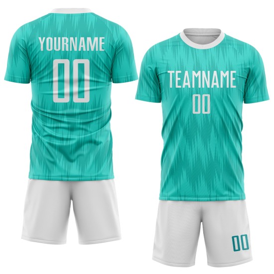 Sublimationstrikot Aqua Uniform Weiß Fußball Custom Sublimationstrikot Aqua Uniform Weiß Fußball Custom