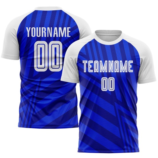 Royal Jersey Uniform Fußball Sublimation Weiß-Marineblau Custom Royal Jersey Uniform Fußball Sublimation Weiß-Marineblau Custom
