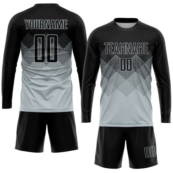 Schwarz Silber Jersey Sublimation Custom Uniform Fußball Schwarz Silber Jersey Sublimation Custom Uniform Fußball