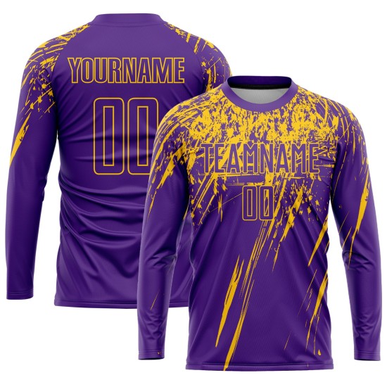 Gelbe Uniform Lila Fußball Sublimation Custom Jersey Gelbe Uniform Lila Fußball Sublimation Custom Jersey