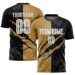 Jersey Gold Scratch Uniform Schwarz-Alt Weiß Sublimation Benutzerdefinierte Graffiti Fußball Muster Jersey Gold Scratch Uniform Schwarz-Alt Weiß Sublimation Benutzerdefinierte Graffiti Fußball Muster