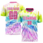 Benutzerdefinierte Trikot Krawatte Sublimation Fußball Uniform Farbstoff Rosa-Weiß Benutzerdefinierte Trikot Krawatte Sublimation Fußball Uniform Farbstoff Rosa-Weiß