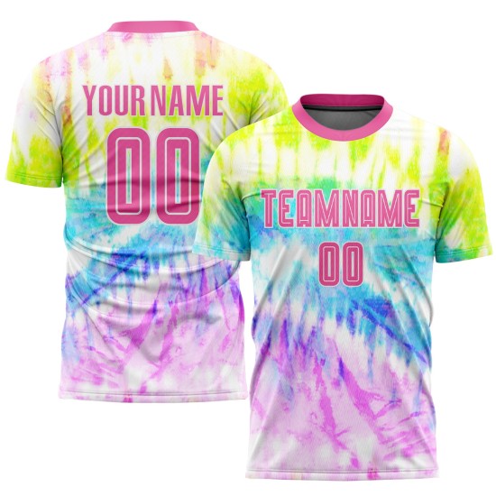 Benutzerdefinierte Trikot Krawatte Sublimation Fußball Uniform Farbstoff Rosa-Weiß Benutzerdefinierte Trikot Krawatte Sublimation Fußball Uniform Farbstoff Rosa-Weiß