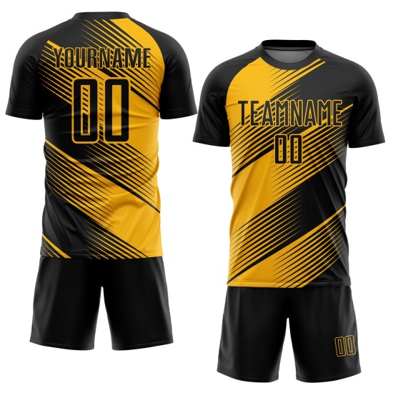 Uniform Custom Gold Fußball Schwarz Trikot Sublimation Uniform Custom Gold Fußball Schwarz Trikot Sublimation