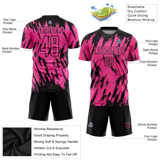 Jersey Sublimation Custom Fußball Rosa Uniform Schwarz Jersey Sublimation Custom Fußball Rosa Uniform Schwarz
