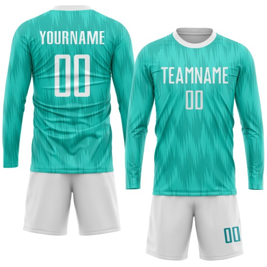 Sublimationstrikot Aqua Uniform Weiß Fußball Custom Sublimationstrikot Aqua Uniform Weiß Fußball Custom
