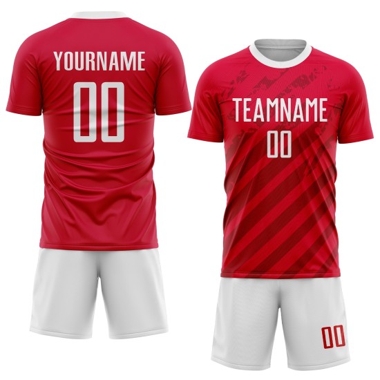 Weiße Sublimation Fußballuniform Individuelles rotes Trikot Weiße Sublimation Fußballuniform Individuelles rotes Trikot
