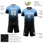 Blau Weiß-Schwarz Custom Sublimation Verblassen Pulver Uniform Jersey Mode Fußball Blau Weiß-Schwarz Custom Sublimation Verblassen Pulver Uniform Jersey Mode Fußball