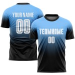 Blau Weiß-Schwarz Custom Sublimation Verblassen Pulver Uniform Jersey Mode Fußball Blau Weiß-Schwarz Custom Sublimation Verblassen Pulver Uniform Jersey Mode Fußball