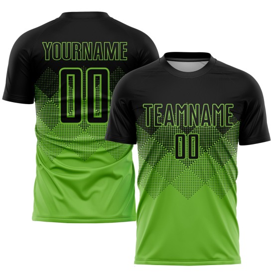 Schwarz Grün Uniform Sublimation Jersey Custom Neon Fußball Schwarz Grün Uniform Sublimation Jersey Custom Neon Fußball