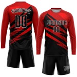 Uniform Fußballtrikot Rot Benutzerdefinierte Sublimation Schwarz-Weiß Uniform Fußballtrikot Rot Benutzerdefinierte Sublimation Schwarz-Weiß