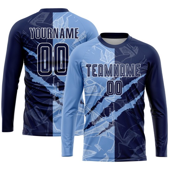 Jersey Sublimation Scratch Uniform Navy-Light Custom Graffiti Muster Fußball Blau Jersey Sublimation Scratch Uniform Navy-Light Custom Graffiti Muster Fußball Blau