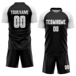 Weiß Schwarz Sublimation Custom Fußball Jersey Uniform Weiß Schwarz Sublimation Custom Fußball Jersey Uniform