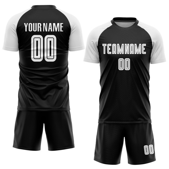 Weiß Schwarz Sublimation Custom Fußball Jersey Uniform Weiß Schwarz Sublimation Custom Fußball Jersey Uniform