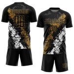 Uniform Custom Schwarz Fußball Gold-Weiß Old Jersey Sublimation Uniform Custom Schwarz Fußball Gold-Weiß Old Jersey Sublimation