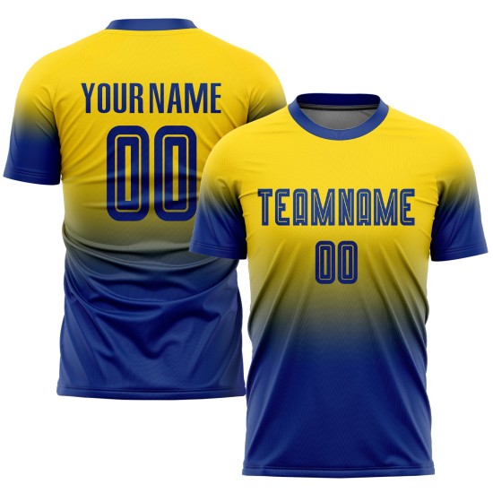 Benutzerdefinierte Gold Fade Fashion Jersey Royal Soccer Sublimation Uniform Benutzerdefinierte Gold Fade Fashion Jersey Royal Soccer Sublimation Uniform