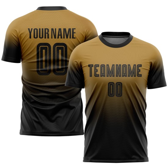 Jersey Mode Schwarz Alte Uniform Sublimation Verblassen Gold Fußball Jersey Mode Schwarz Alte Uniform Sublimation Verblassen Gold Fußball