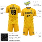 Sublimation Schwarzes Uniform Fußball Custom Gold Trikot Sublimation Schwarzes Uniform Fußball Custom Gold Trikot