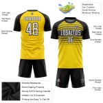 Benutzerdefinierte Fußball Gelb Trikot Weiß-Schwarz Uniform Sublimation Benutzerdefinierte Fußball Gelb Trikot Weiß-Schwarz Uniform Sublimation