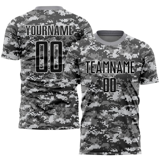Salute Custom Schwarz-Grau zum Service Sublimation Camo Fußballtrikot Uniform Salute Custom Schwarz-Grau zum Service Sublimation Camo Fußballtrikot Uniform