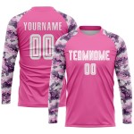Rosa Uniformtrikot Custom Soccer Sublimation Weiß-Camo Rosa Uniformtrikot Custom Soccer Sublimation Weiß-Camo