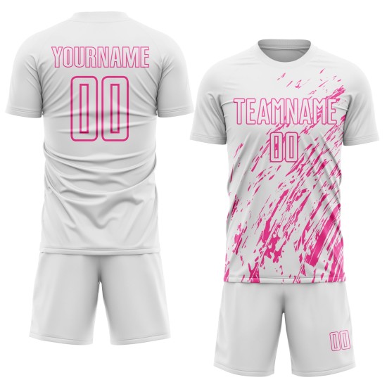 Sublimation Weiß Rosa Fußballuniform Custom Jersey Sublimation Weiß Rosa Fußballuniform Custom Jersey