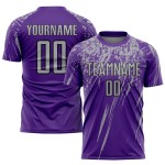 Benutzerdefinierte Fußball Lila Trikot Grau-Schwarz Uniform Sublimation Benutzerdefinierte Fußball Lila Trikot Grau-Schwarz Uniform Sublimation