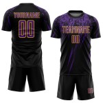 Sublimation Custom Fußball Schwarz Lila-Gold Uniform Trikot Sublimation Custom Fußball Schwarz Lila-Gold Uniform Trikot