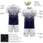 Benutzerdefinierte Marineblau Weiß Trikot Fußball Uniform Sublimation Benutzerdefinierte Marineblau Weiß Trikot Fußball Uniform Sublimation