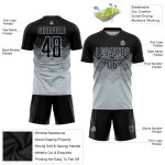 Schwarz Silber Jersey Sublimation Custom Uniform Fußball Schwarz Silber Jersey Sublimation Custom Uniform Fußball