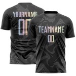 Uniform Jersey Fußball Sublimation Schwarz Kurve Gradient-Grau Linien Custom Uniform Jersey Fußball Sublimation Schwarz Kurve Gradient-Grau Linien Custom