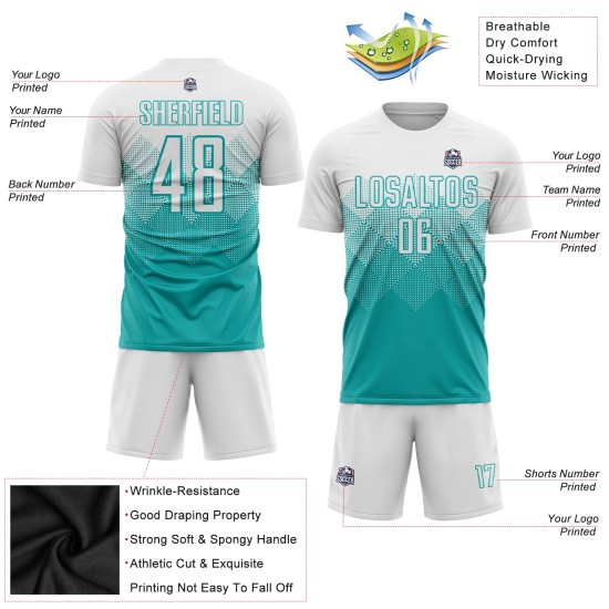 Jersey Aqua Soccer Custom Weiß Uniform Sublimation Jersey Aqua Soccer Custom Weiß Uniform Sublimation