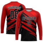 Uniform Fußballtrikot Rot Benutzerdefinierte Sublimation Schwarz-Weiß Uniform Fußballtrikot Rot Benutzerdefinierte Sublimation Schwarz-Weiß