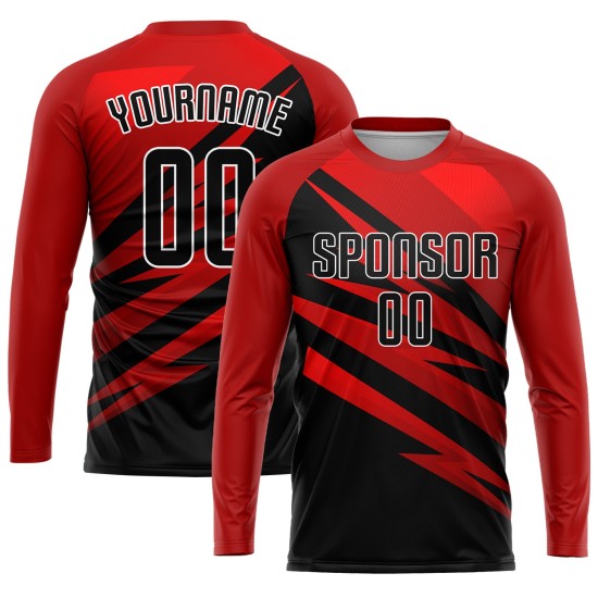 Uniform Fußballtrikot Rot Benutzerdefinierte Sublimation Schwarz-Weiß Uniform Fußballtrikot Rot Benutzerdefinierte Sublimation Schwarz-Weiß